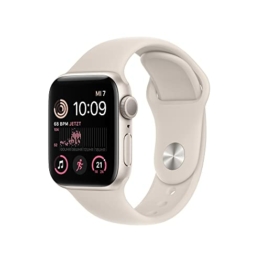 Apple Watch SE (2. Generation) (GPS, 40mm) Smartwatch - Aluminiumgehäuse Polarstern, Sportarmband Polarstern - Regular. Fitness-und Schlaftracker, Unfallerkennung, Herzfrequenzmesser, Wasserschutz - 1