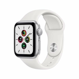 Apple Watch SE GPS, 40mm Silver Aluminium Case with White Sport Band - Regular (Renewed) - 1