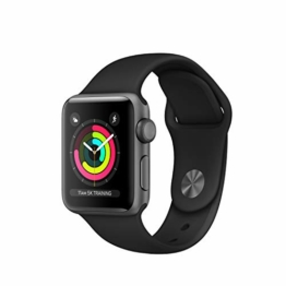 Apple Watch Series 3 GPS, 38 mm Aluminiumgehäuse, Space Grau, mit Sportarmband, Schwarz - 1