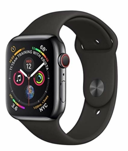 Apple Watch Series 4 44mm (GPS + Cellular) - Edelstahlgehäuse Space Grau Schwarz Sportarmband (Generalüberholt) - 1
