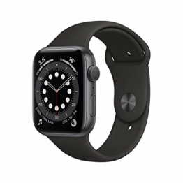 Apple Watch Series 6 GPS, 44 mm Space Grey Aluminiumgehäuse mit schwarzem Sportband (Generalüberholt) - 1