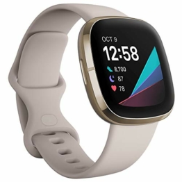 Fitbit Sense - Smarwatch Lunar White/Soft Gold Stainless Steel - 1