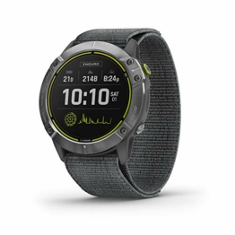 Garmin Enduro Ultraperformance Multisport GPS-Uhr mit Solarladefähigkeiten, Akkulaufzeit bis zu 80 Stunden im GPS-Modus, Stahl mit grauem UltraFit Nylonband - 1