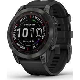 Garmin GPS-Multifunktionsuhr Fenix 7 Sapphire SOLAR – Schwarz/Schiefergrau schwarz (200) 000 - 1