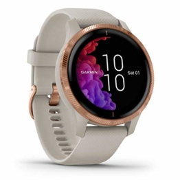 Garmin venu – wasserdichte GPS-Fitness-Smartwatch mit AMOLED Display, Trainingsplänen und animierten Übungen. 20 Sport-Apps, Herzfrequenzmessung, 5 Tage Akkulaufzeit, Musikplayer (Generalüberholt) - 1