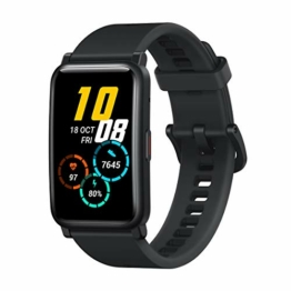 HONOR Watch ES Smartwatch mit Blutsauerstoff und Herzfrequenz Fitness Tracker Uhr, 95 Trainingsmodus 1.64’’ AMOLED 5ATM Wasserdicht, Fitnessuhr Sportuhr Damen Uhr,Schwarz, HES-B09 - 1