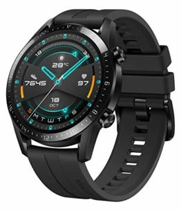 HUAWEI Watch GT 2 Smartwatch (46 mm Full-Color-AMOLED Touchscreen, SpO2-Monitoring, Herzfrequenzmessung, Musik Wiedergabe, 5ATM wasserdicht, GPS) Matte Black, 30 Monate Garantie - 1