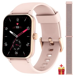 IOWODO Smartwatch R3PRO, Smart watch Damen Herren Uhren IP68 Wasserdichte mit Oximeter (SpO2), 1,69'' mit Herzfrequenzmesser, Schlaf, Schrittzähler, Aktivitätsarmband für Android iOS (2 Armbänder) - 1