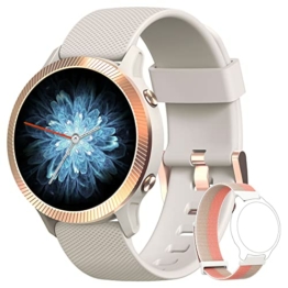 Smartwatch Damen, Blackview 1.09 Zoll Fitnessuhr Smart Watch Fitness Armbanduhr mit Pulsmesser Schlafmonitor SpO2, Schrittzähler Uhr Sportuhr Stoppuhr Aktivitätstracker für Android iOS(Grau) - 1
